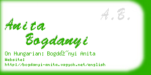 anita bogdanyi business card